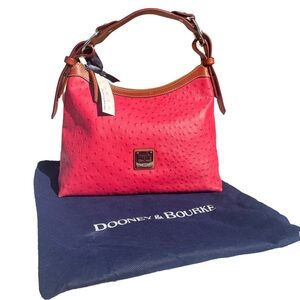 ❤️🔥NWT❤️🔥 Dooney & Bourke Red Ostrich Hobo Shoulder Bag